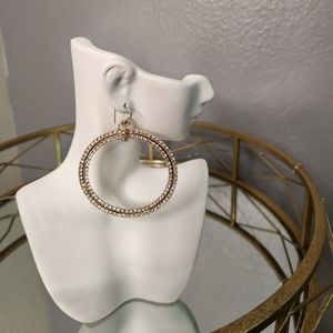 Gold Round Rhinestone earrings